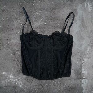 Black lace corset top bustier lingerie gothic coquette Y2K aesthetic bustier